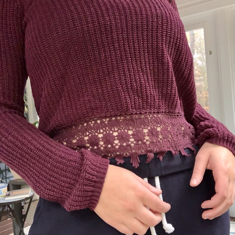 Knit Sweater w/ Lacey Trim